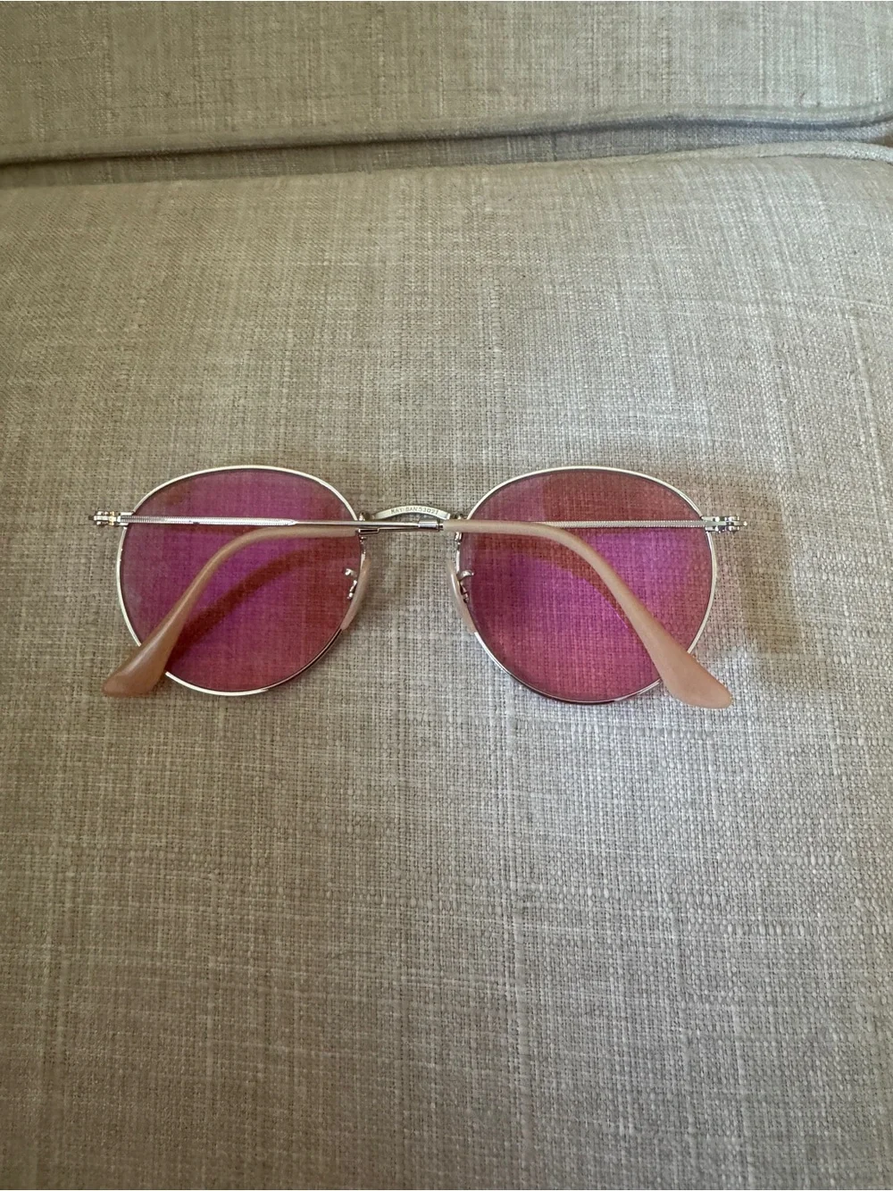 Ray-Ban Silver Frame Sunglasses with Pink Lenses